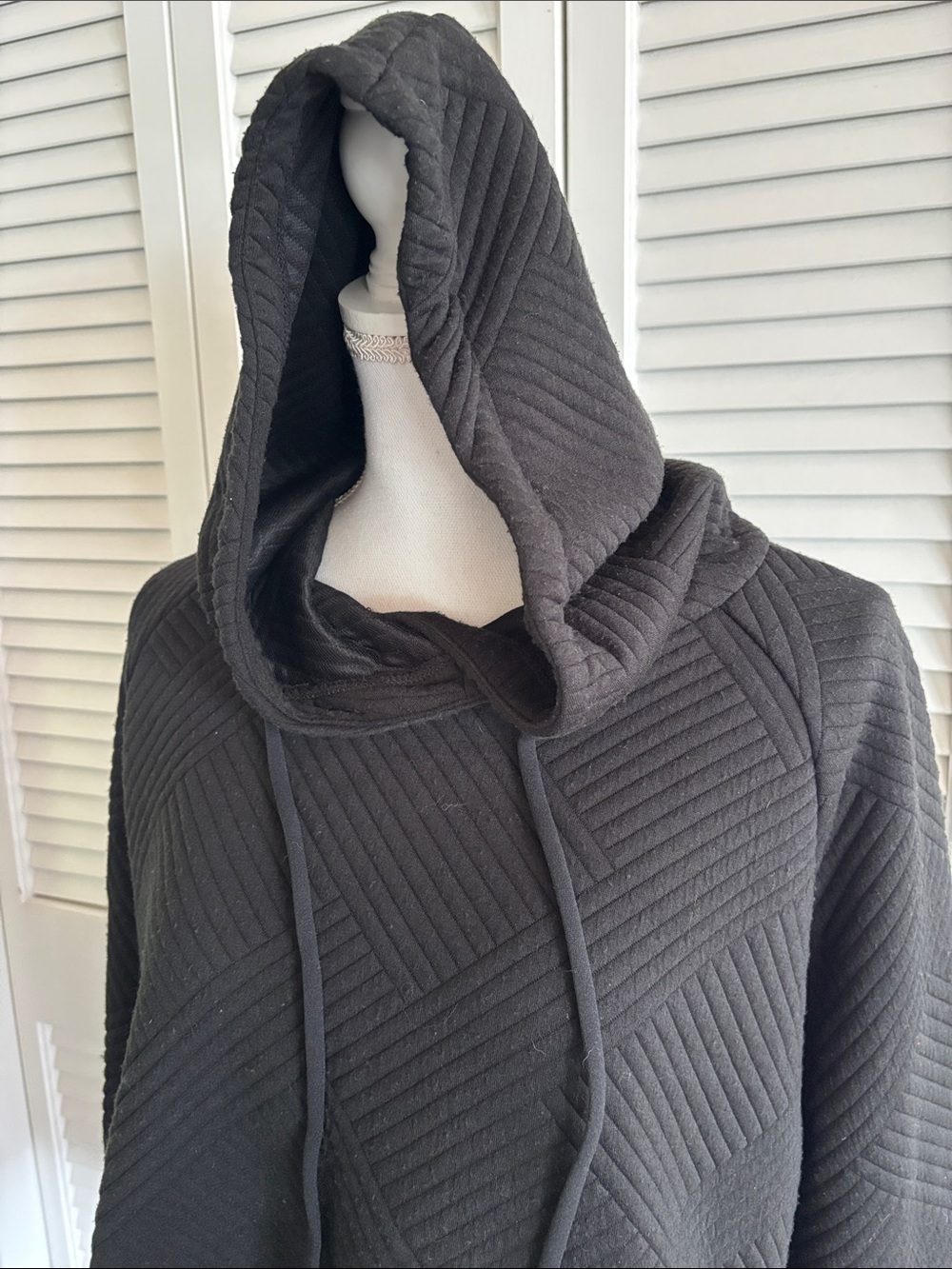 Green Tea Black Quilted Hoodie Pullover Jacket Top Workout Gym Women’s Size XL - Picture 2 of 9